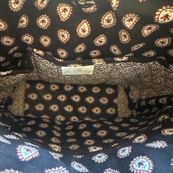 Vera Bradley black & white paisley/medallion shoulder tote bag with long straps - Picture 6 of 8